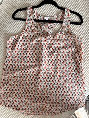 Candie's White Tank Top with Red and Black Bird Print
